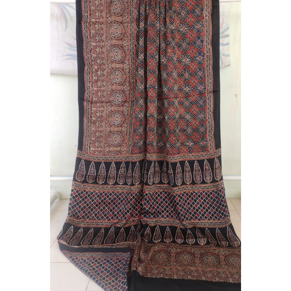 Ajrakh Block print Saree 